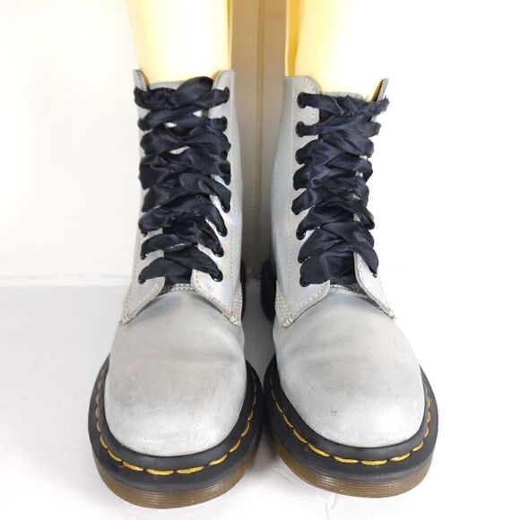 Dr. Martens Women's Pascal 1460 US 7 Ice Metallic Leather Lace Up Combat Boots - Picture 3 of 11